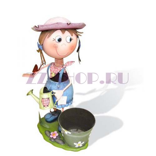Уличная подставка для цветов - кашпо Девочка с лейкой в юбке